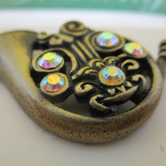 2002 Roman Inc Christmas AB French Horn Brooch Roman Inc Seasons Greetings Pin - Picture 7 of 12